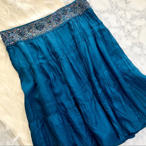B C B G M A X A Z R I A : Teal Embellished Skirt - Picture 6 of 8